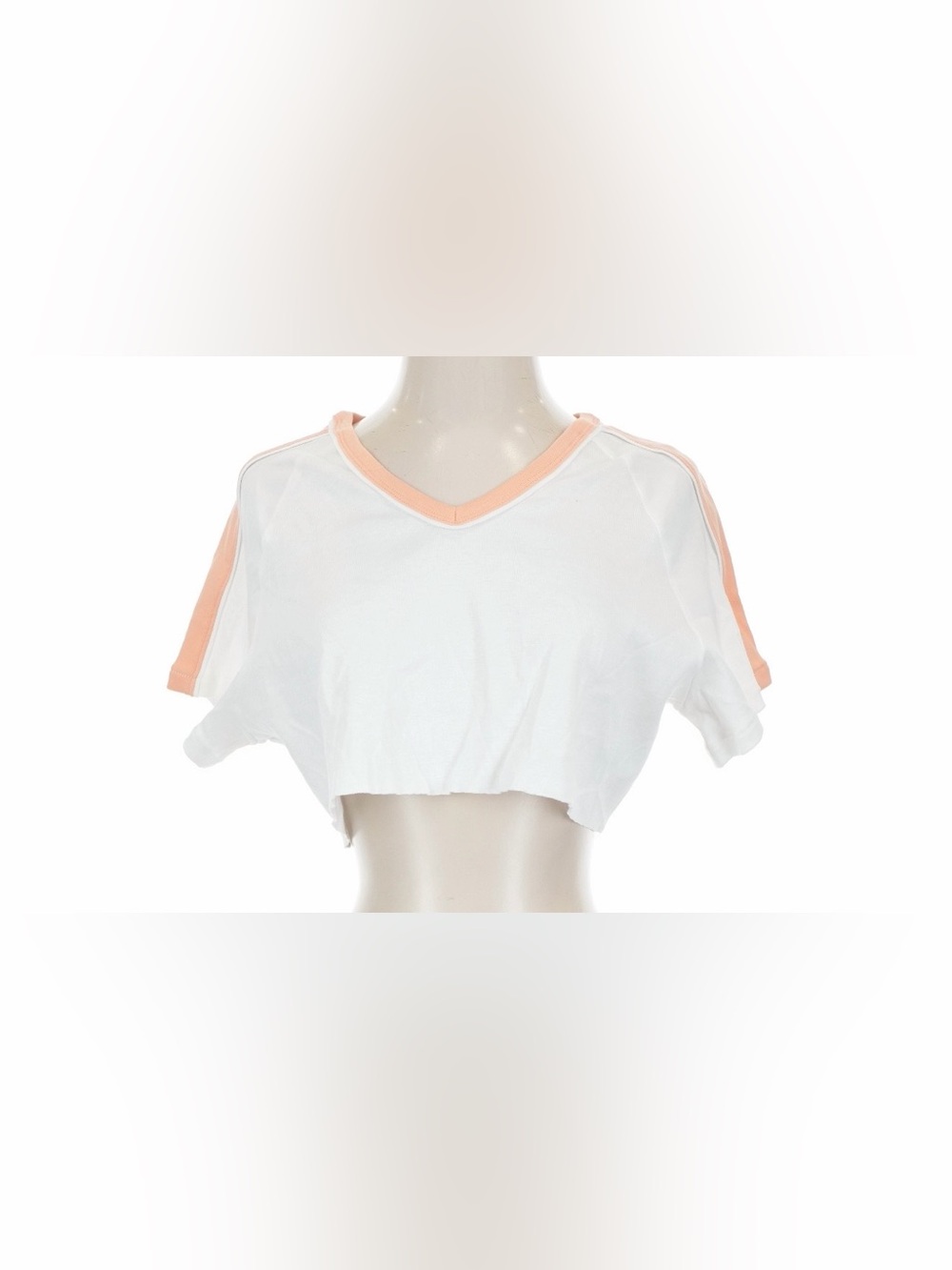 FP Movement by Free People White Cropped V-Neck Top with Orange Trim